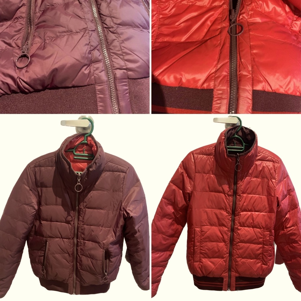 Benetton two sided jacket, maroon and lilac colors. Lightweight, comfy and cool.